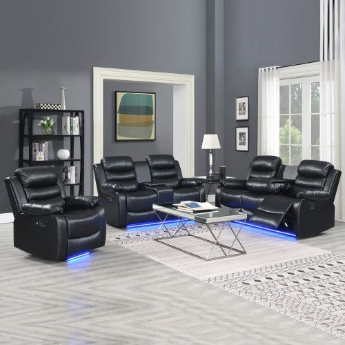 Premium Leatherette Ultra-Cushioned Recliner Set with LED