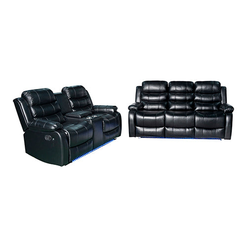 Ultra Cushioned Black Leatherette Recliner with LED Light