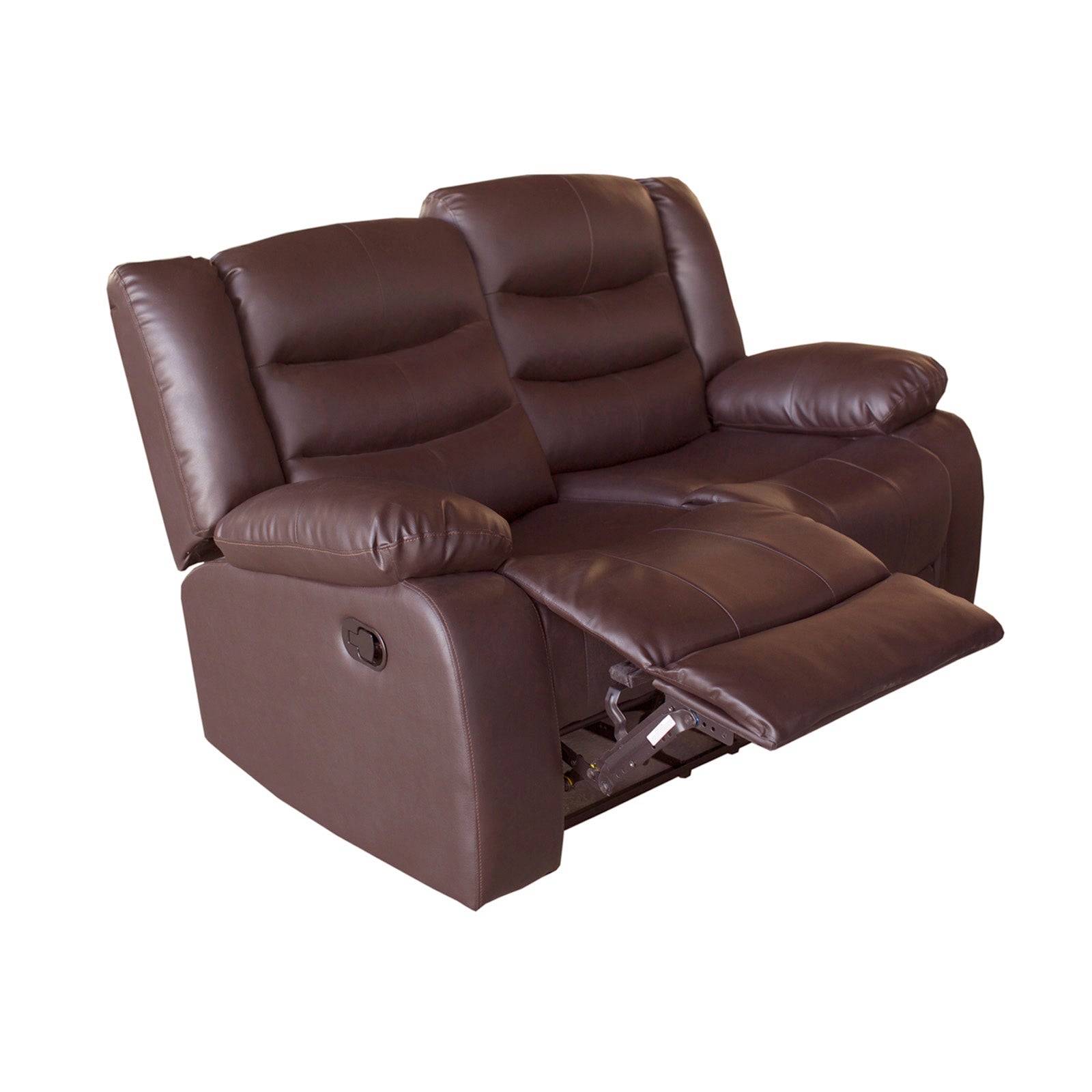 3+2 Seater Recliner Sofa, Faux Leather, Brown, High Density Foam