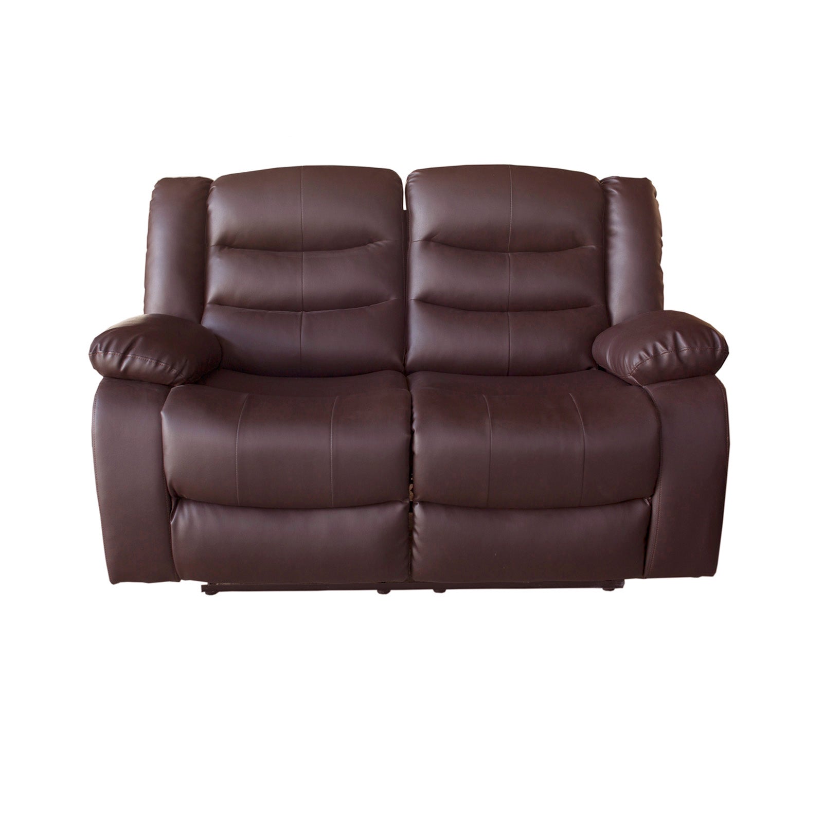 3+2 Seater Recliner Sofa, Faux Leather, Brown, High Density Foam