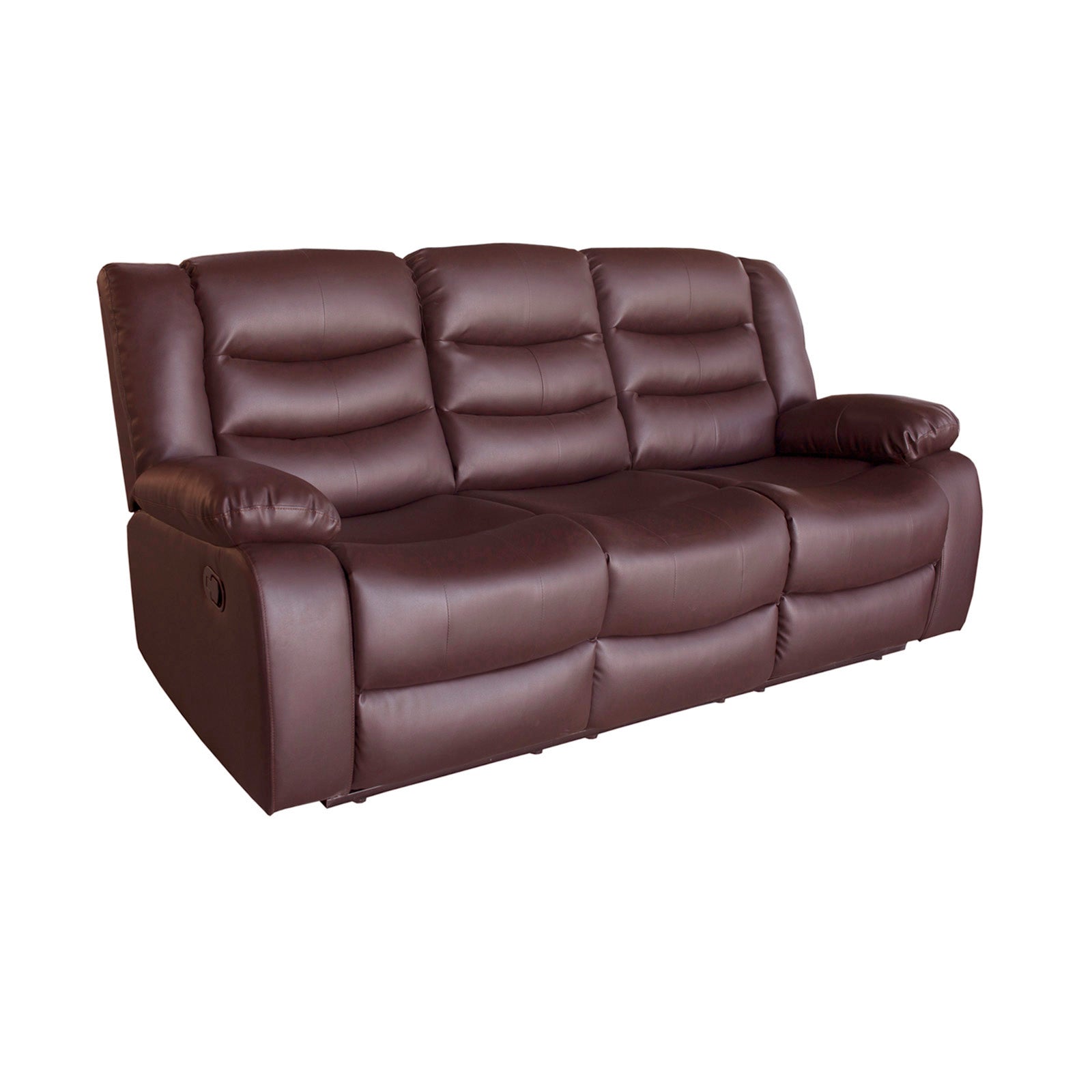 3+2 Seater Recliner Sofa, Faux Leather, Brown, High Density Foam