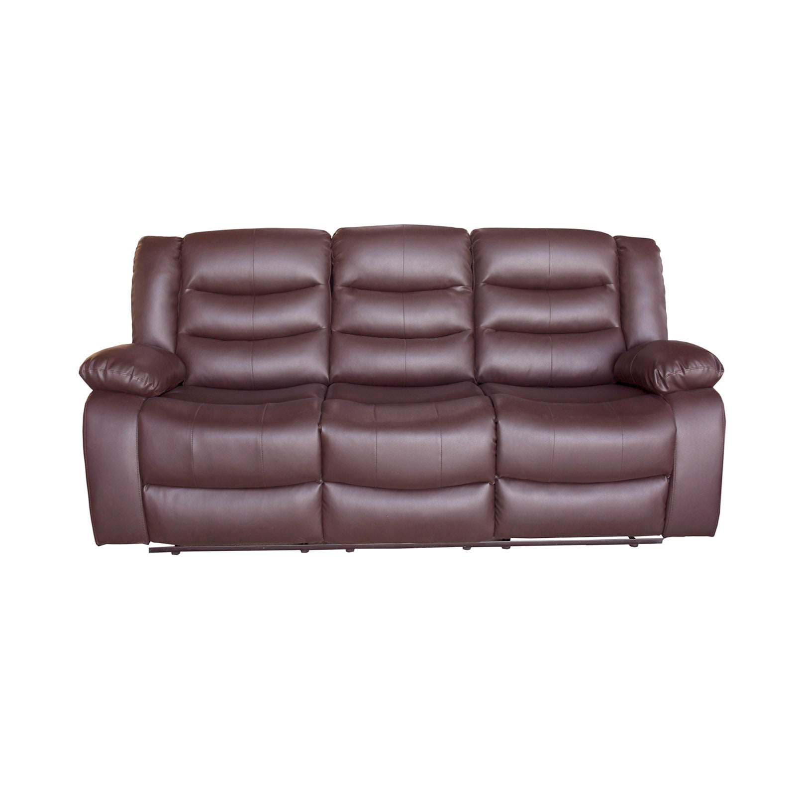 3+2 Seater Recliner Sofa, Faux Leather, Brown, High Density Foam