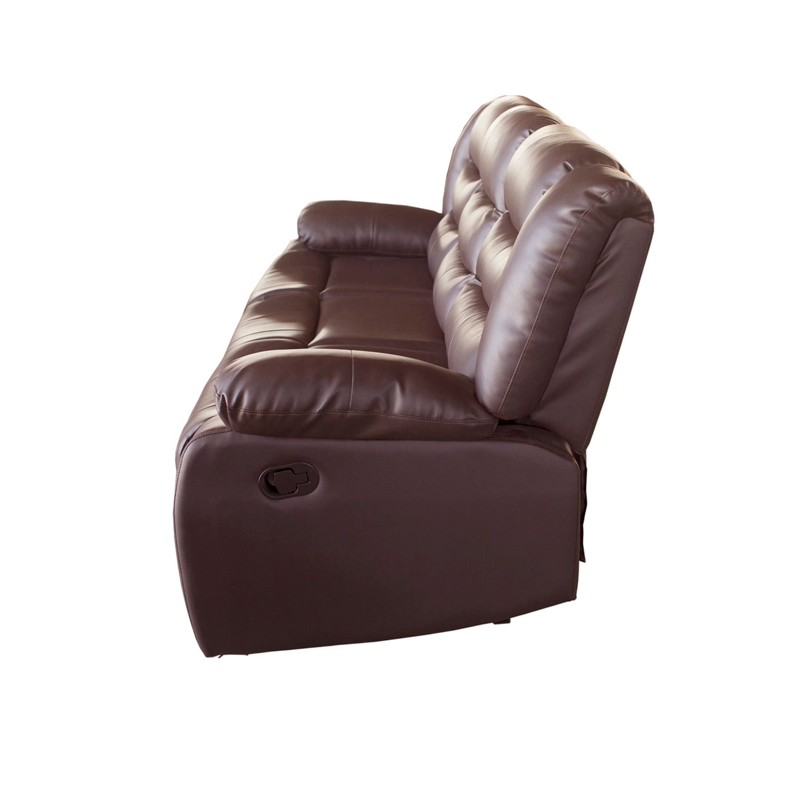 3+2 Seater Recliner Sofa, Faux Leather, Brown, High Density Foam