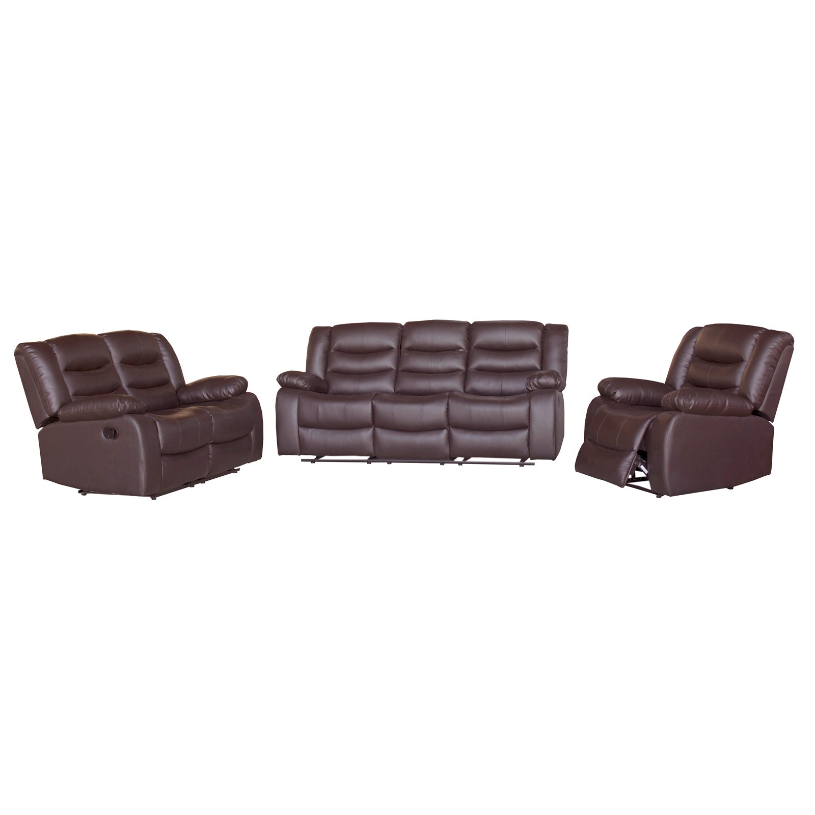 Luxurious 3+2+1 Seater Faux Leather Recliner Sofa in Brown