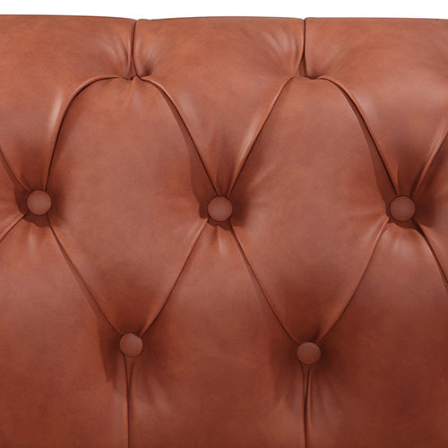 Luxurious Brown Faux Leather 3+2 Seater Chesterfield Sofa