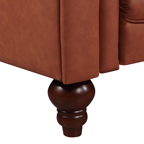 Luxurious Brown Faux Leather 3+2 Seater Chesterfield Sofa