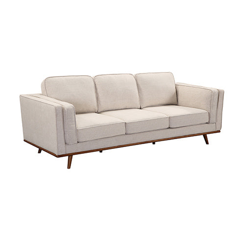 Beige Fabric 3+2 Seater Sofa Set with Wooden Frame