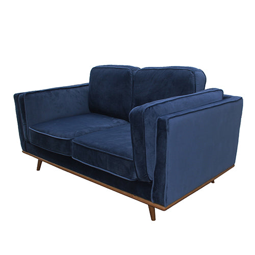 Modern 3+2 Seater Blue Fabric Sofa Set with Wooden Frame