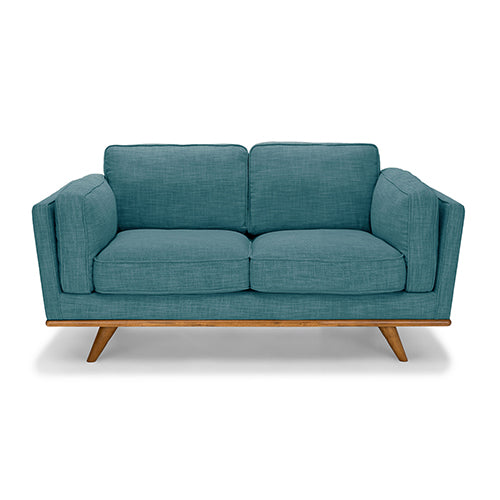 Modern 3+2 Seater Teal Fabric Sofa Set with Wooden Frame