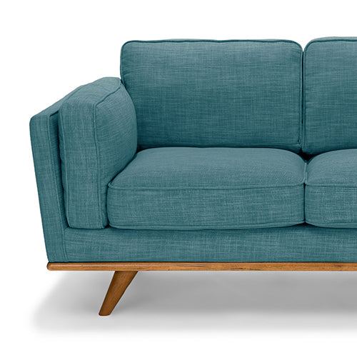 Modern 3+2 Seater Teal Fabric Sofa Set with Wooden Frame