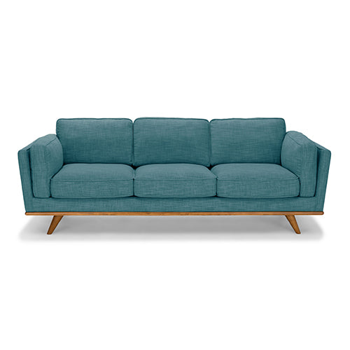 Modern 3+2 Seater Teal Fabric Sofa Set with Wooden Frame