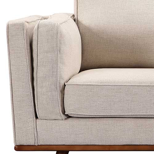 Beige Fabric 3+2+1 Seater Sofa Set, Wooden Frame and Velvet Upholstery