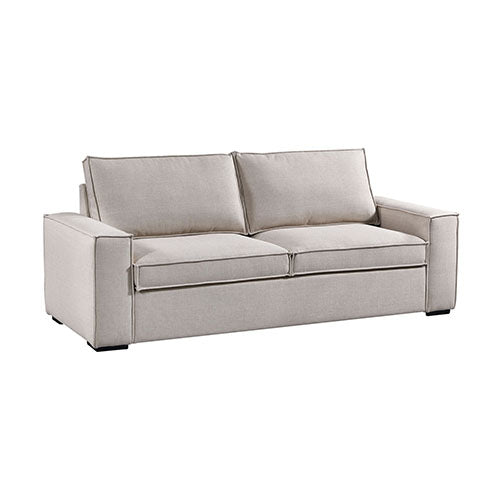 Sturdy Beige Sofa Bed with Fabric Upholstery and Mattress