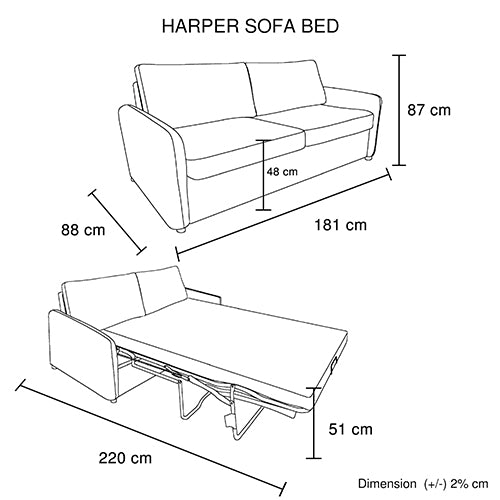 Multifunctional 3 Seater Sofa Bed with Wooden Frame & Premium Fabric