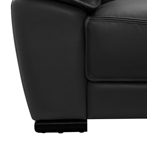 7 Seater Black Leatherette Corner Sofa with Chaise