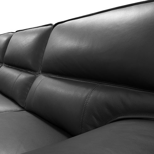 7 Seater Black Leatherette Corner Sofa with Chaise