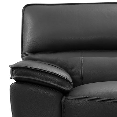 7 Seater Black Leatherette Corner Sofa with Chaise