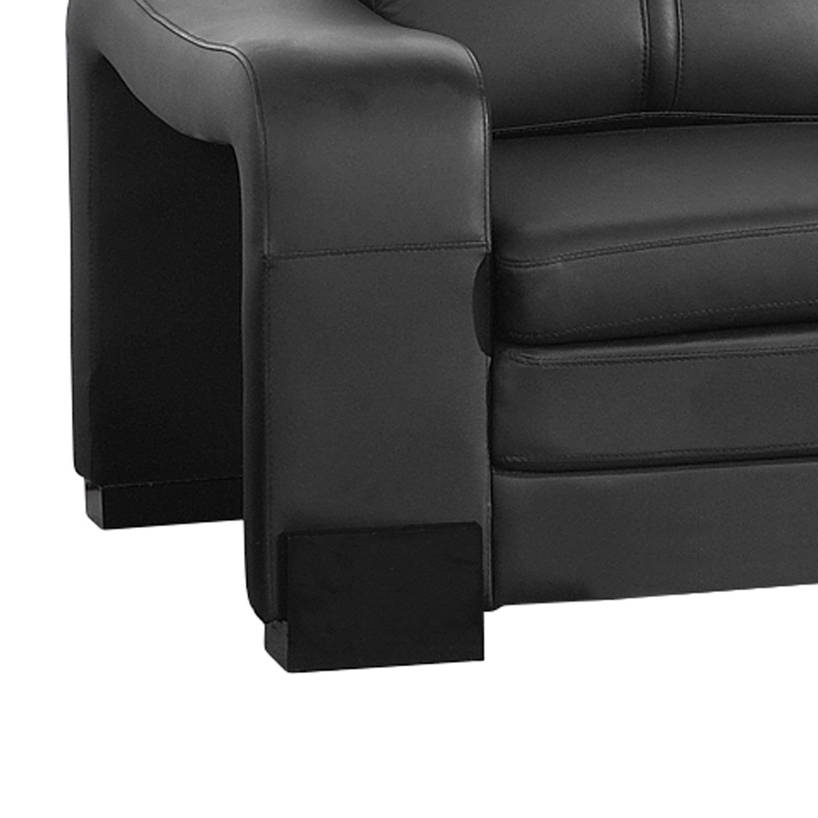 Adjustable Headrests 6 Seater Black Faux Leather Corner Sofa Set