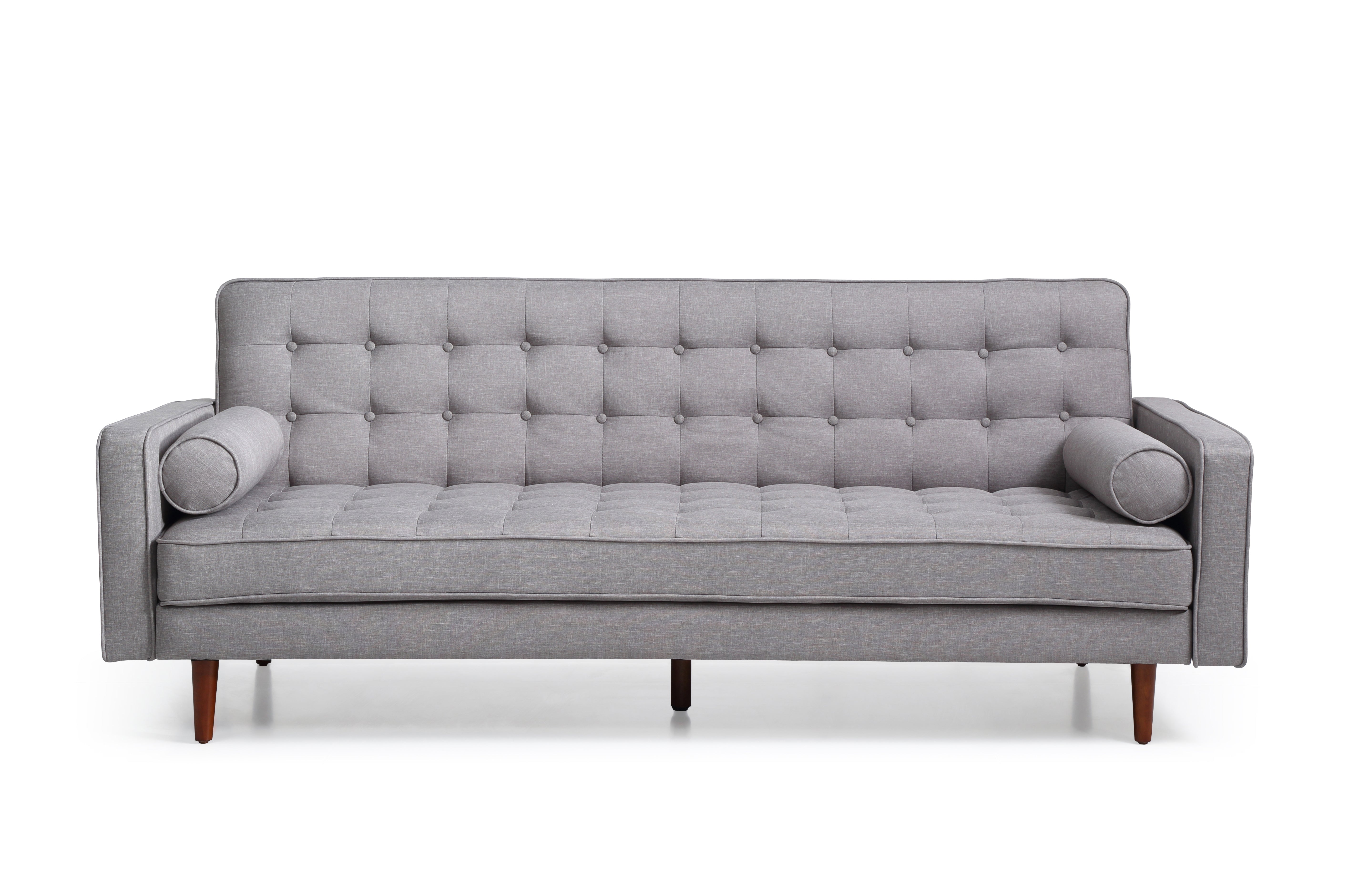 Button Tufted 3 Seater Sofa Bed with Finest Upholstery, Grey