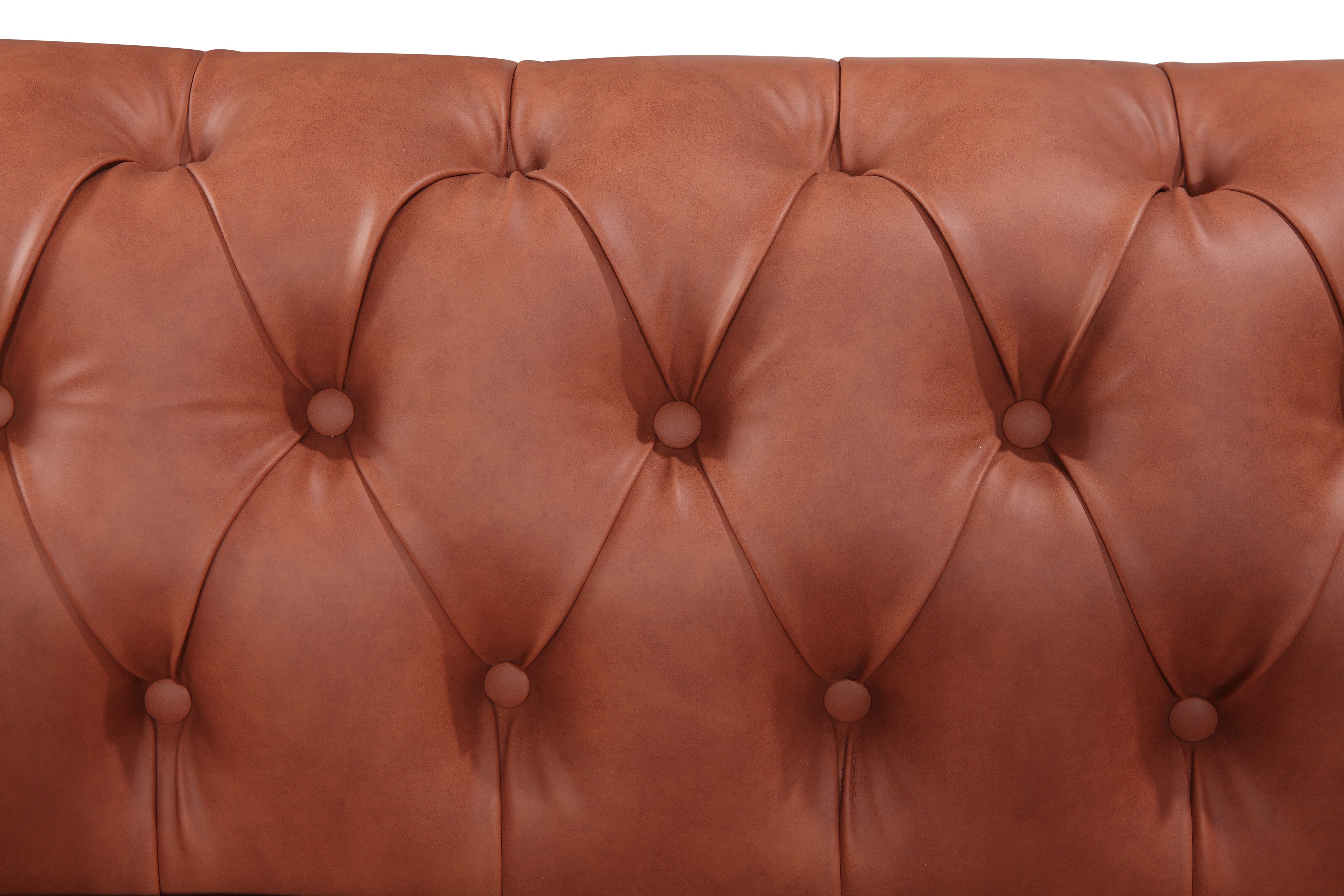 Premium Button Tufted Brown Faux Leather Armchair