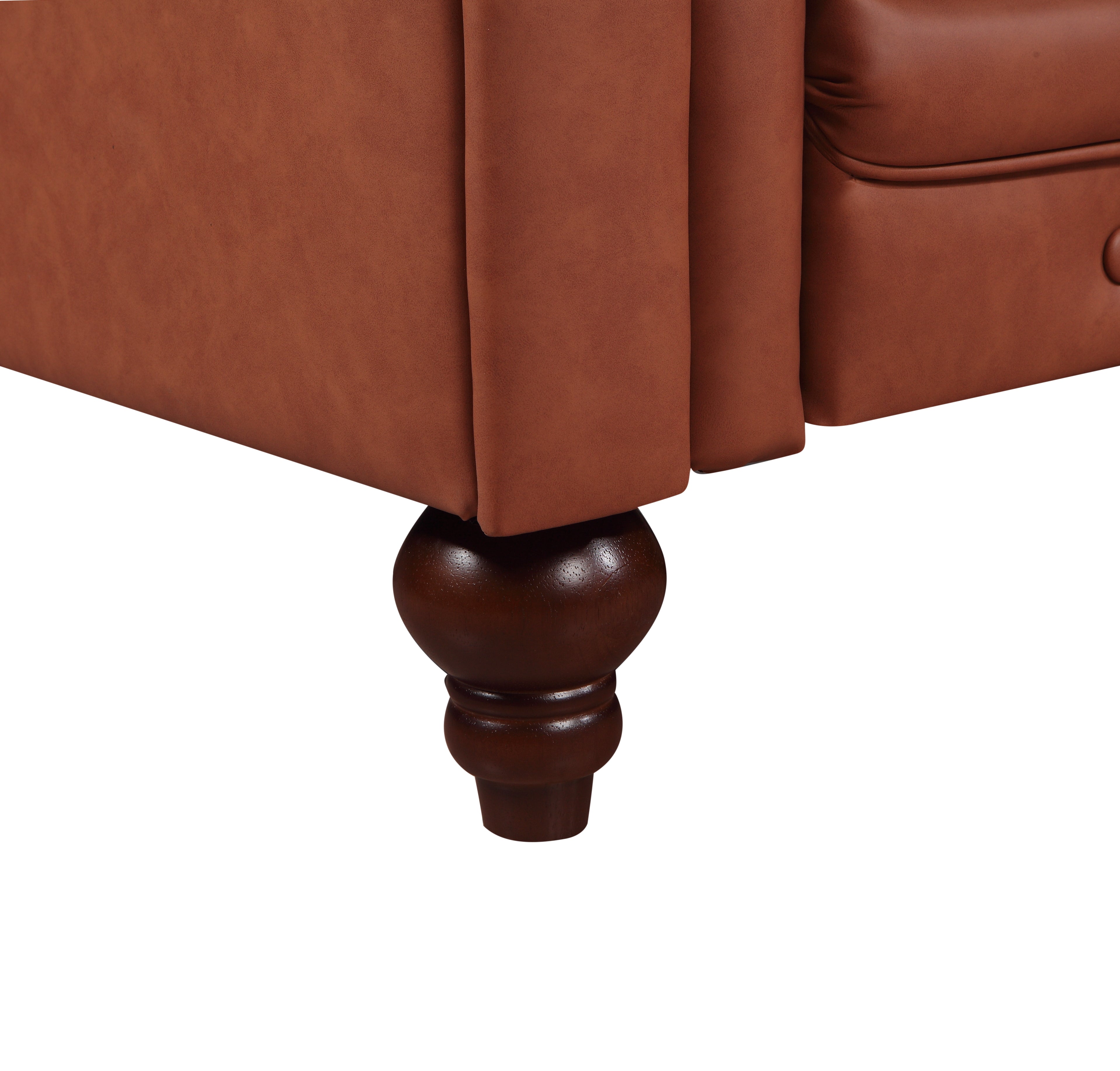 Premium Button Tufted Brown Faux Leather Armchair