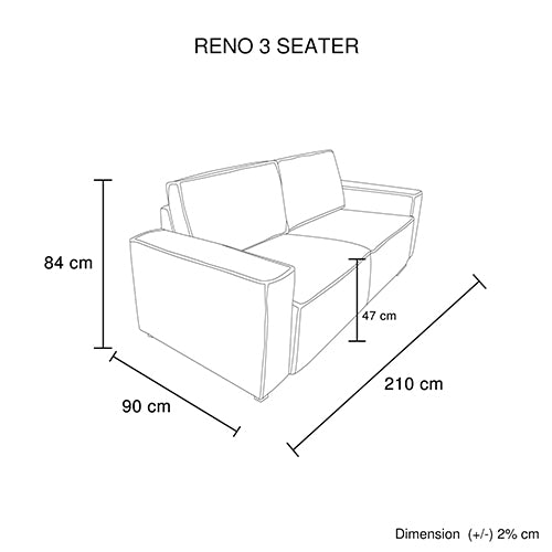 Beige 3 Seater Sofa, Knock Down, Wooden Frame, Reno