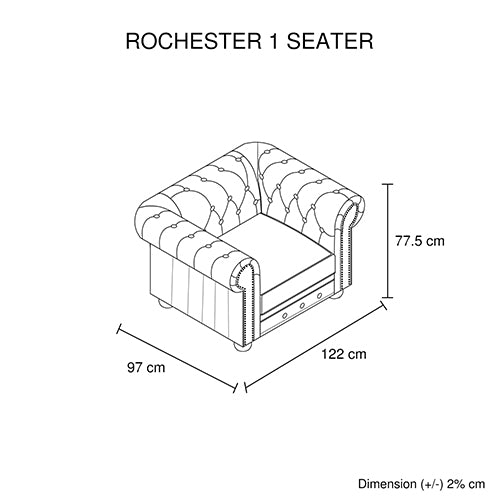 Genuine Leather 1 Seater Sofa with Pocket Springs