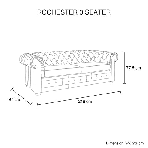 Genuine Leather Upholstery Sofa, Deep Quilting, Pocket Spring, 3-Seater