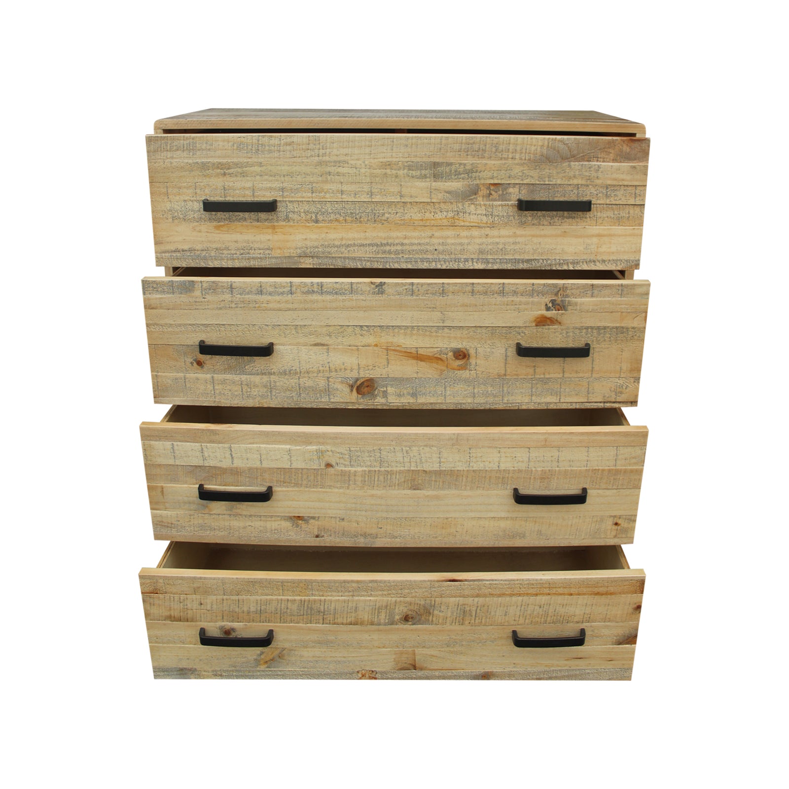 Durable Pine-Plywood Tallboy with 4 Drawers, Light Brown