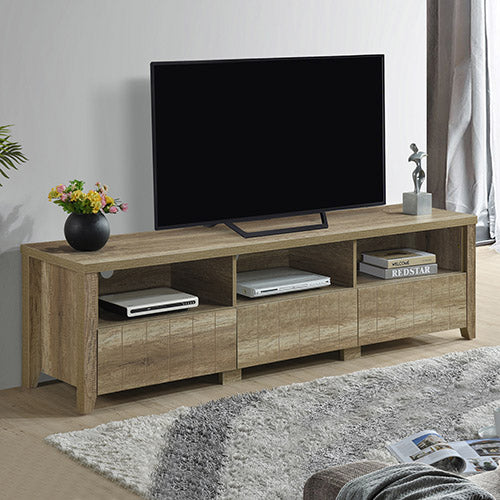 Natural Wood like MDF TV Cabinet with 3 Drawers and Shelf