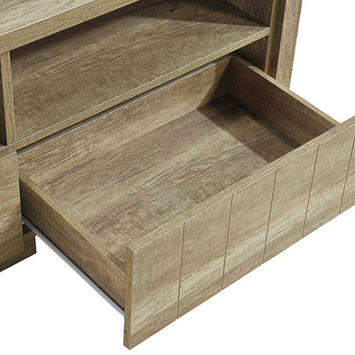 Natural Wood like MDF TV Cabinet with 3 Drawers and Shelf