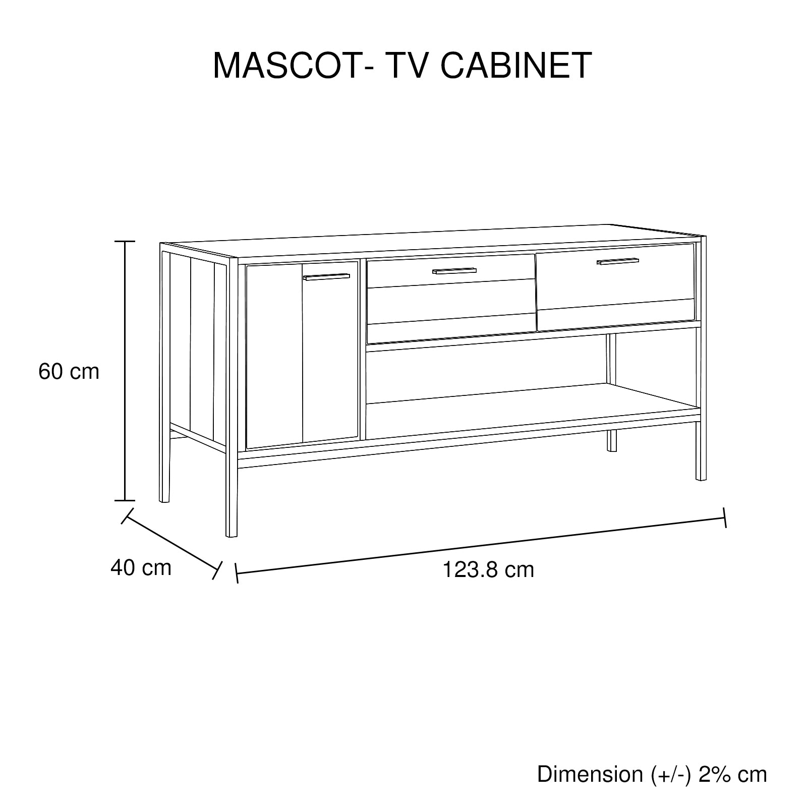 Natural Wood Look TV Cabinet with Metal Accents, 3 Drawers