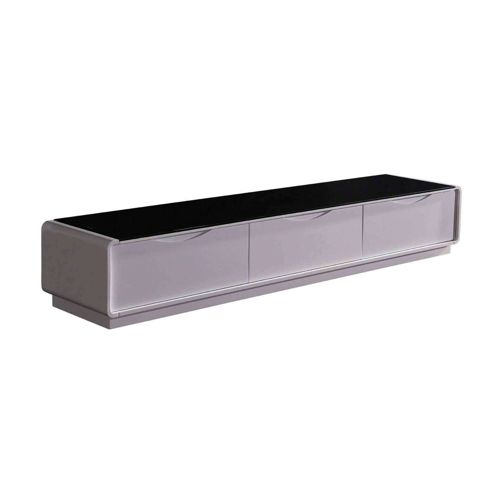 High Gloss TV Cabinet w/ 3 Storage Drawers, Black & White