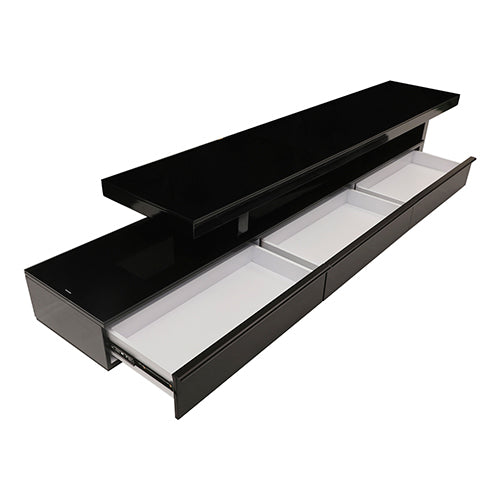 Adjustable Length TV Cabinet with Glossy Finish, 3 Drawers