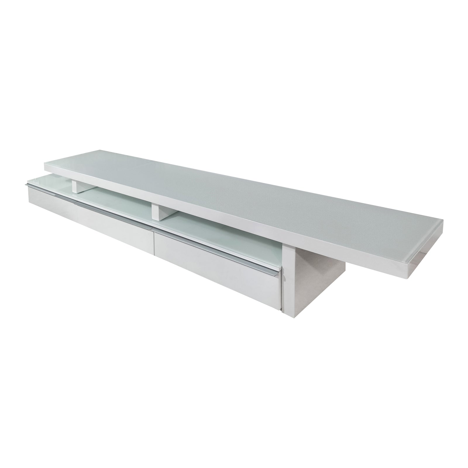 Adjustable White Gloss TV Unit with Storage Shelves