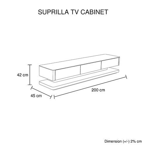 High Gloss TV Cabinet with 3 Storage Drawers, Strong Glass Top