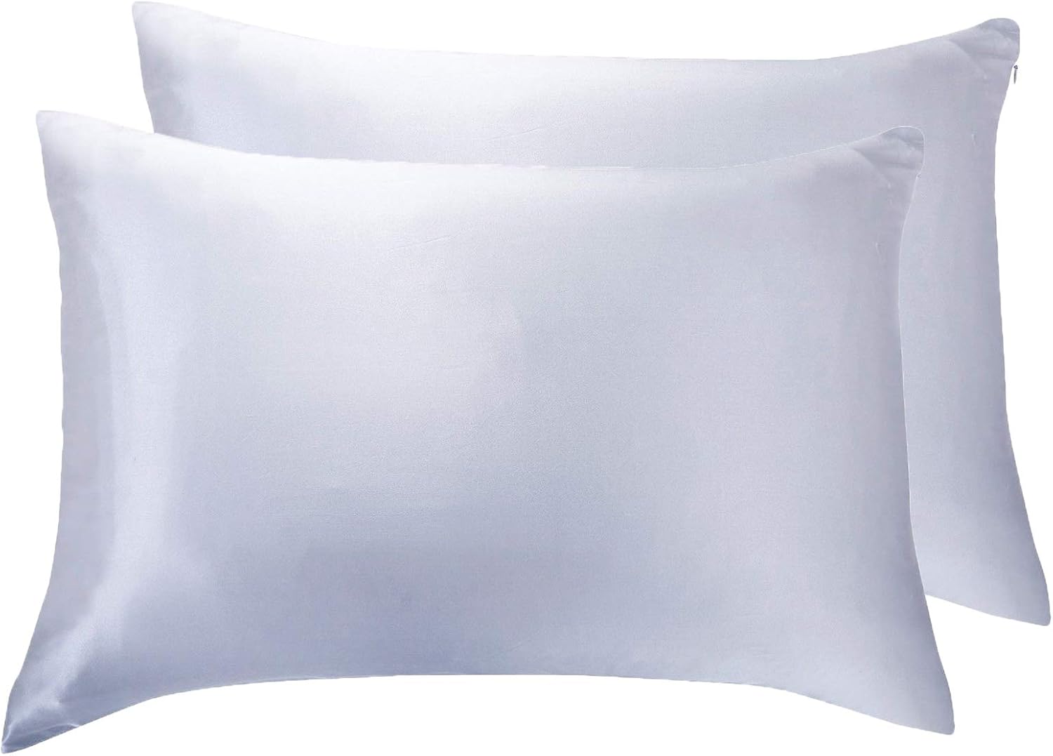 100% Mulberry Silk Pillowcase 2 Pack, Hypoallergenic, Silver