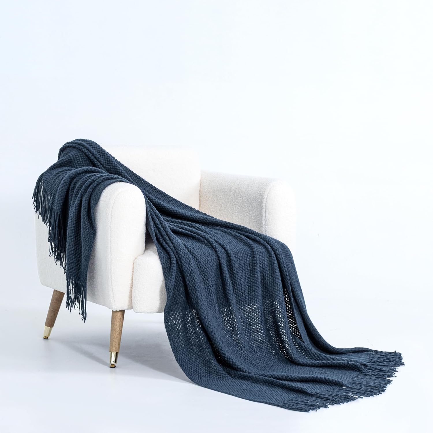 Ultra-Soft Microplush Knitted Throw Blanket, Acrylic - Gioia Casa