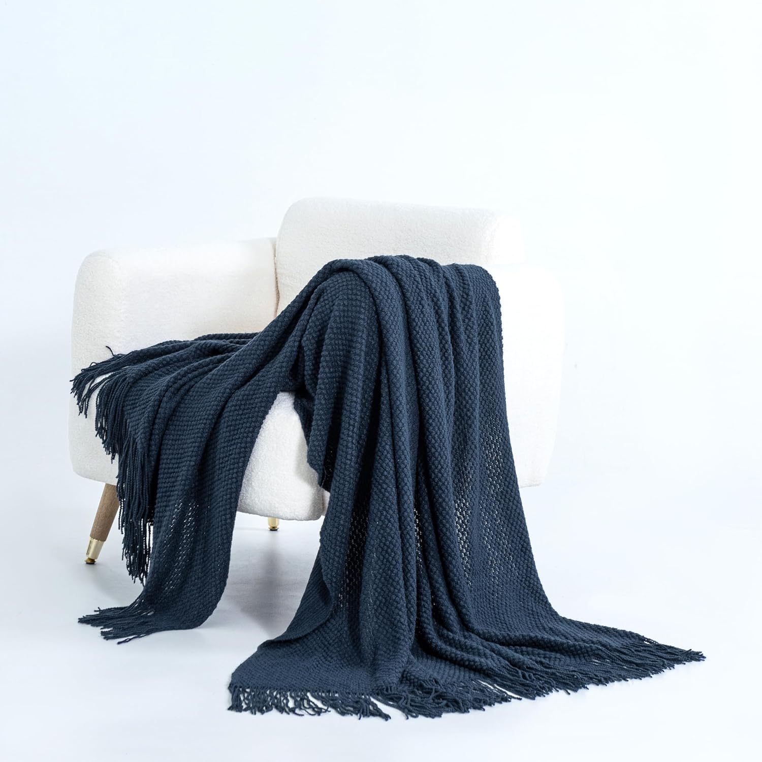 Ultra-Soft Microplush Knitted Throw Blanket, Acrylic - Gioia Casa