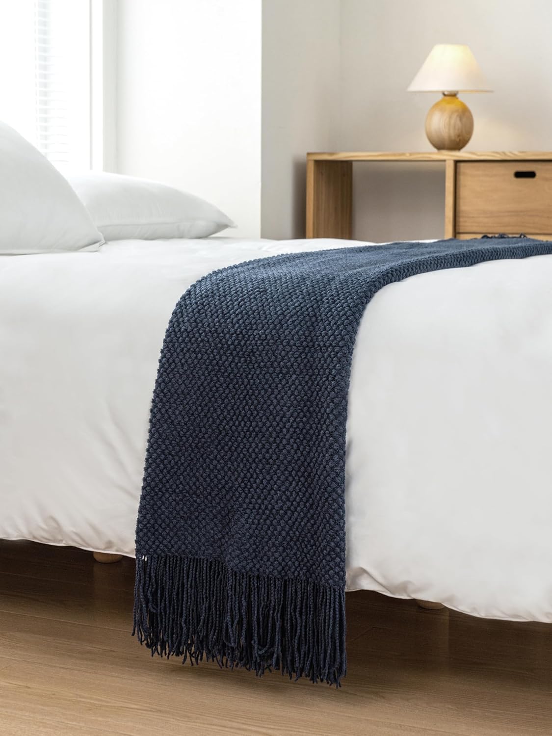 Ultra-Soft Microplush Knitted Throw Blanket, Acrylic - Gioia Casa