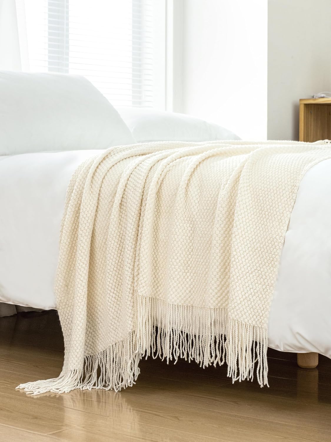 Microplush Knitted Acrylic Throw Blanket, Snow - Gioia Casa