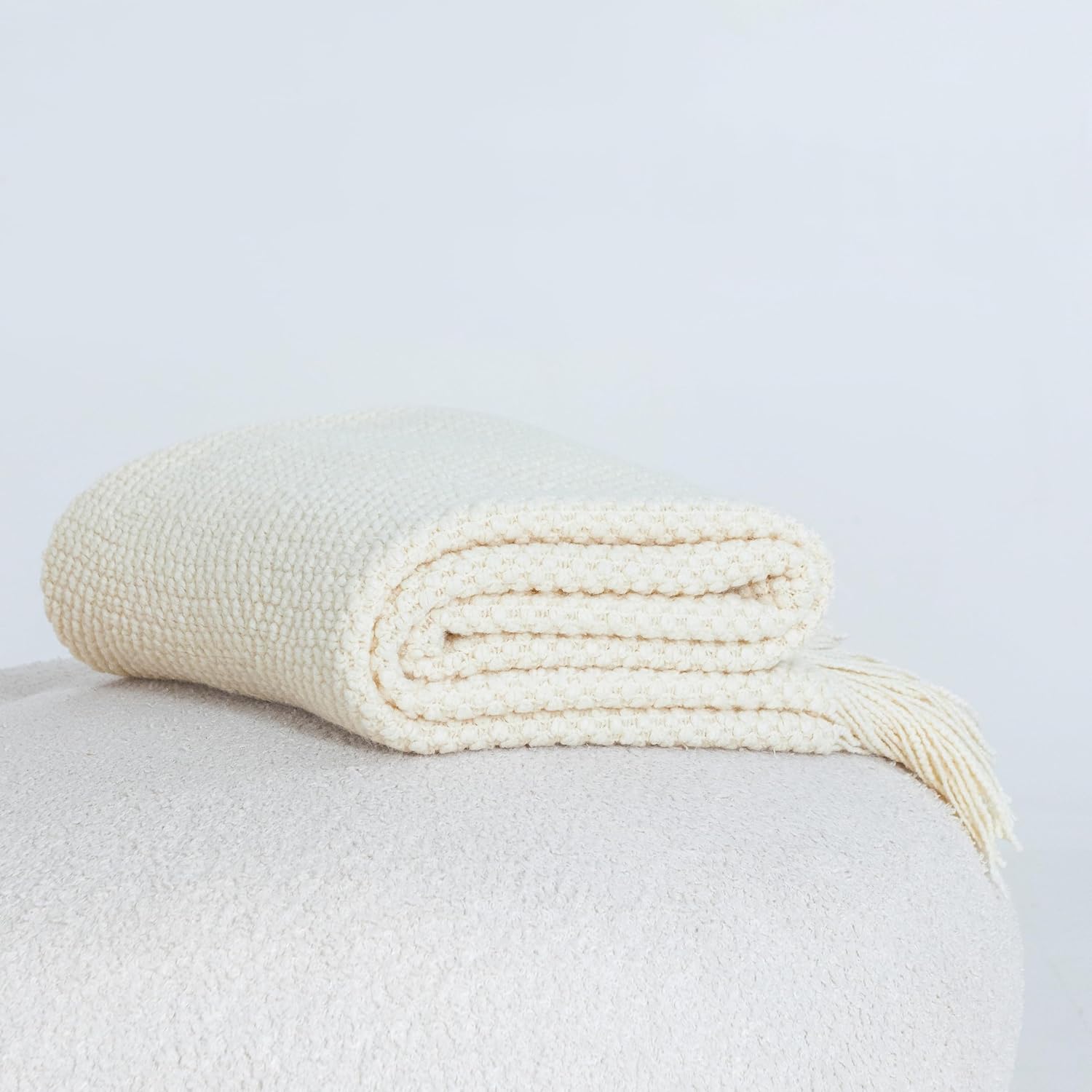 Microplush Knitted Acrylic Throw Blanket, Snow - Gioia Casa