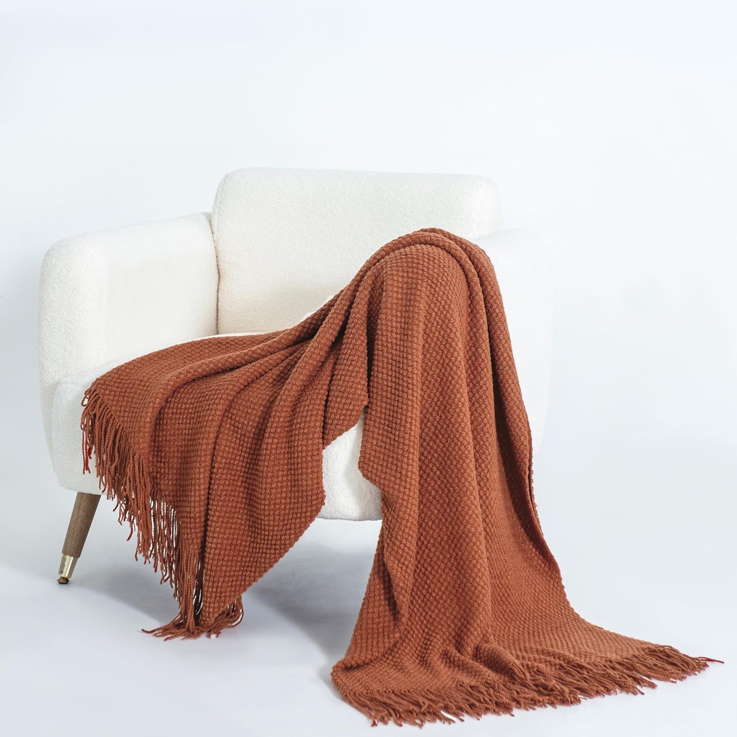 Premium Microplush Knitted Throw Blanket - Terracotta, Gioia Casa