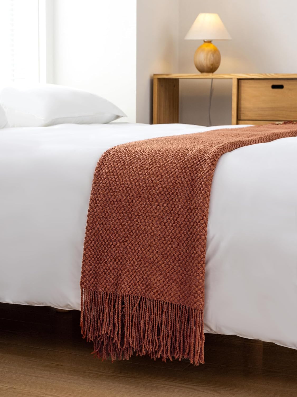 Premium Microplush Knitted Throw Blanket - Terracotta, Gioia Casa