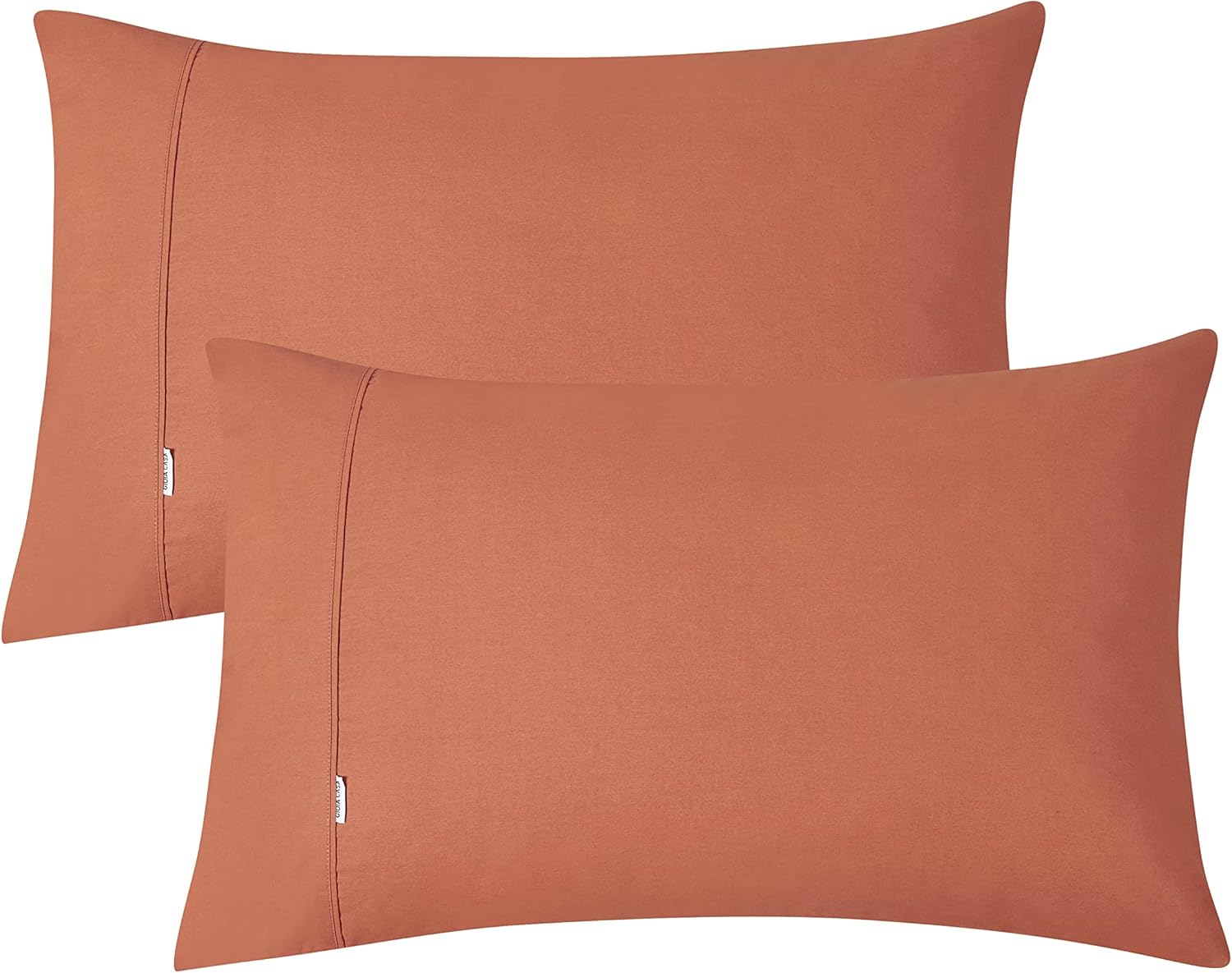 100% Vintage Washed Cotton Fitted Sheet Combo Set – 100% Natural Cotton, Ultra Soft & Breathable – Includes Fitted Sheet & Pillowcases – Machine Washable Brick, Single