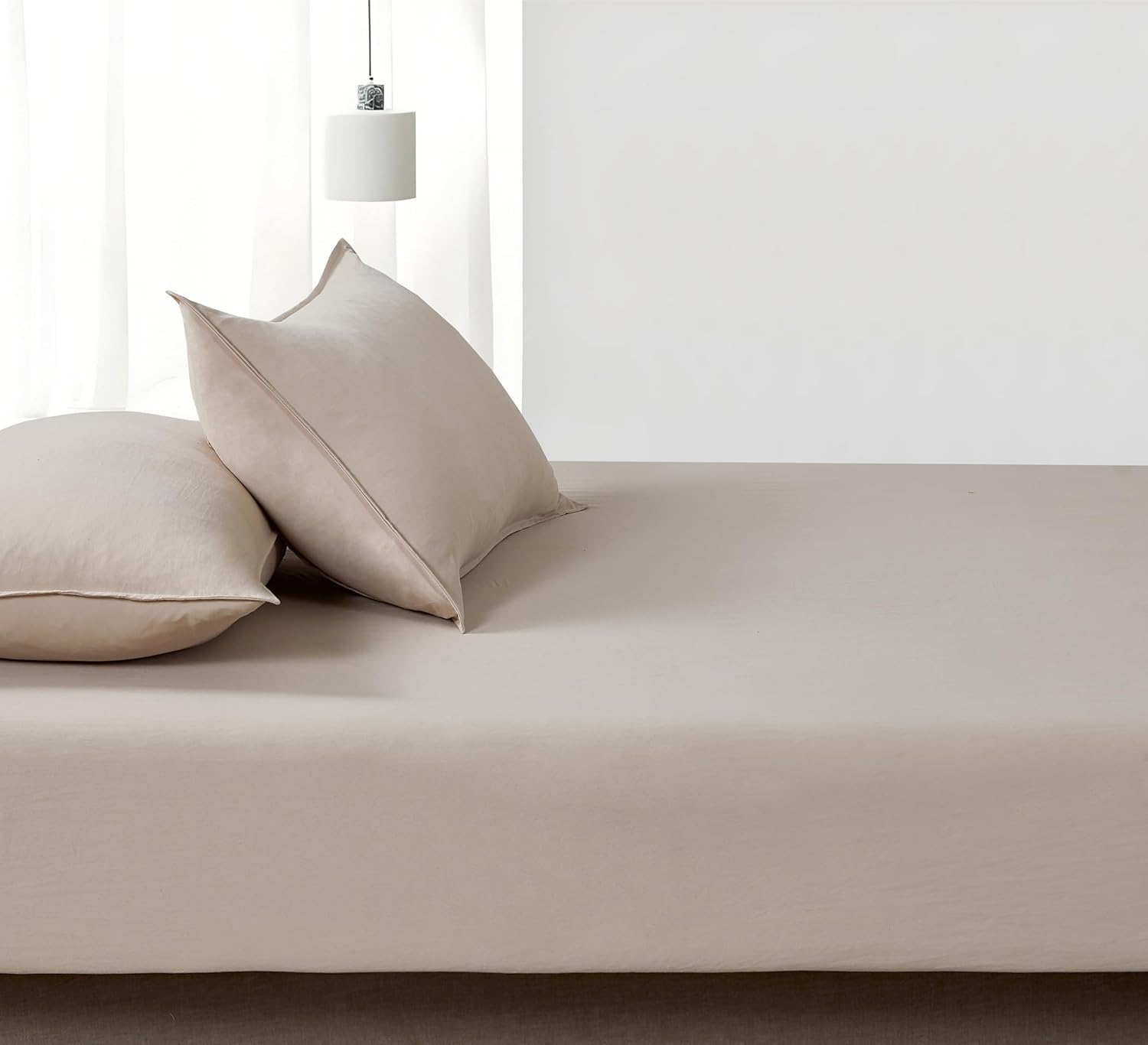100% Vintage Washed Microfibre Fitted Sheet Set – Ultra Soft & Lightweight All-Season Fitted Sheet with 1 Pillowcase Linen, Single Size