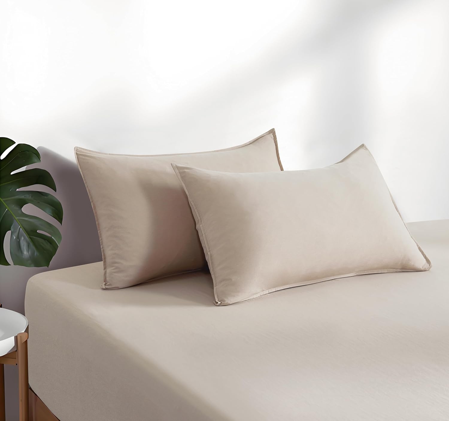 100% Vintage Washed Microfibre Fitted Sheet Set – Ultra Soft & Lightweight All-Season Fitted Sheet with 1 Pillowcase Linen, Single Size