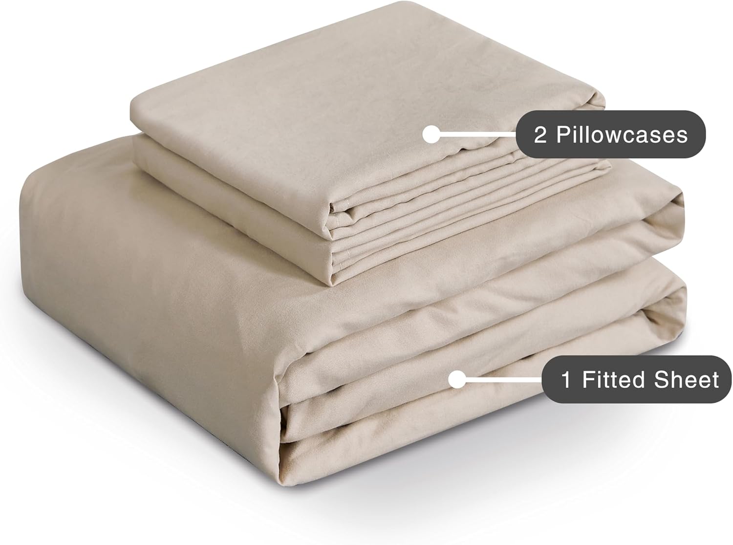 100% Vintage Washed Microfibre Fitted Sheet Set – Ultra Soft & Lightweight All-Season Fitted Sheet with 1 Pillowcase Linen, Single Size