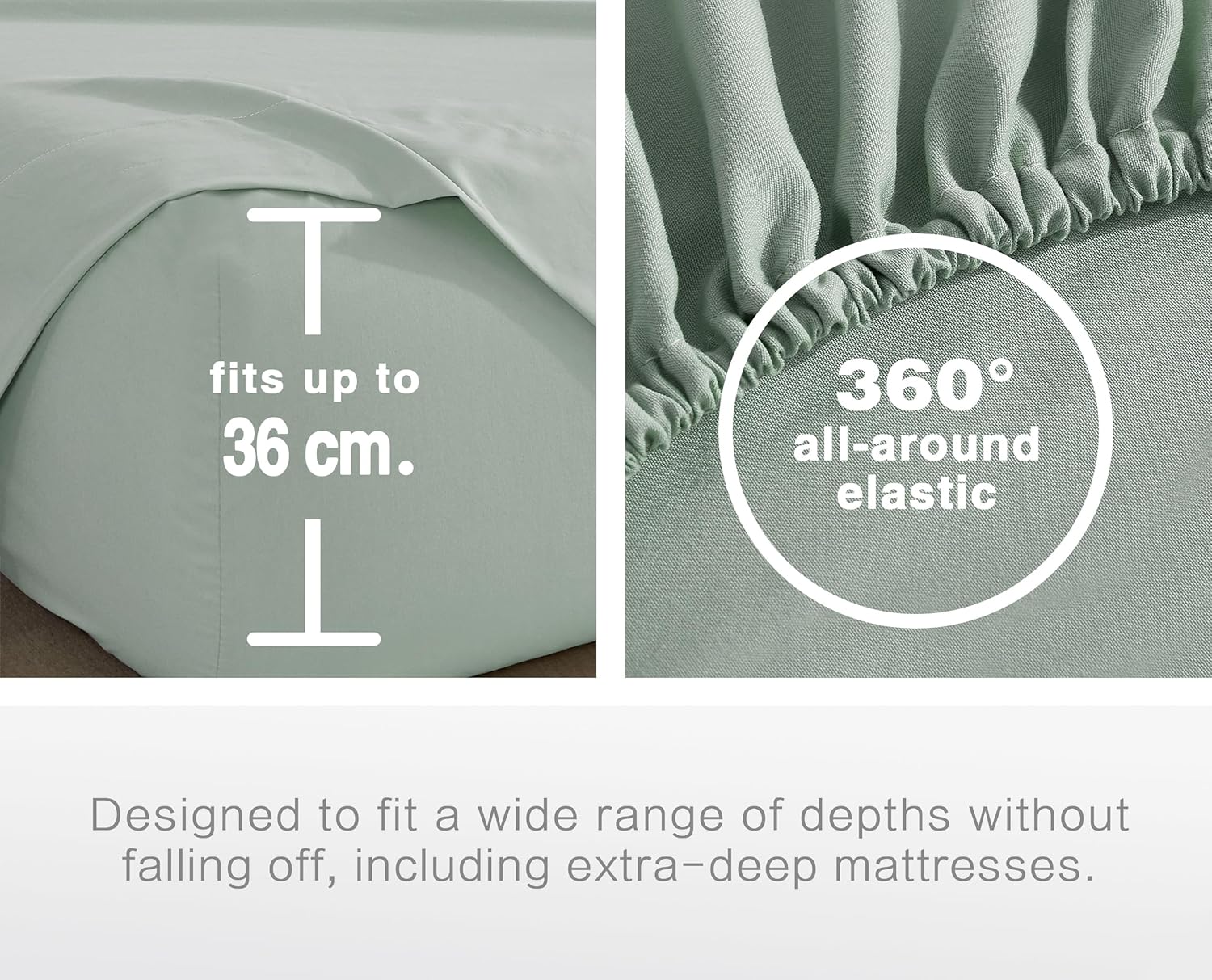 100% Vintage Washed Microfibre Fitted Sheet Set – Ultra Soft & Lightweight All-Season Fitted Sheet with 1 Pillowcase Sage, Single Size