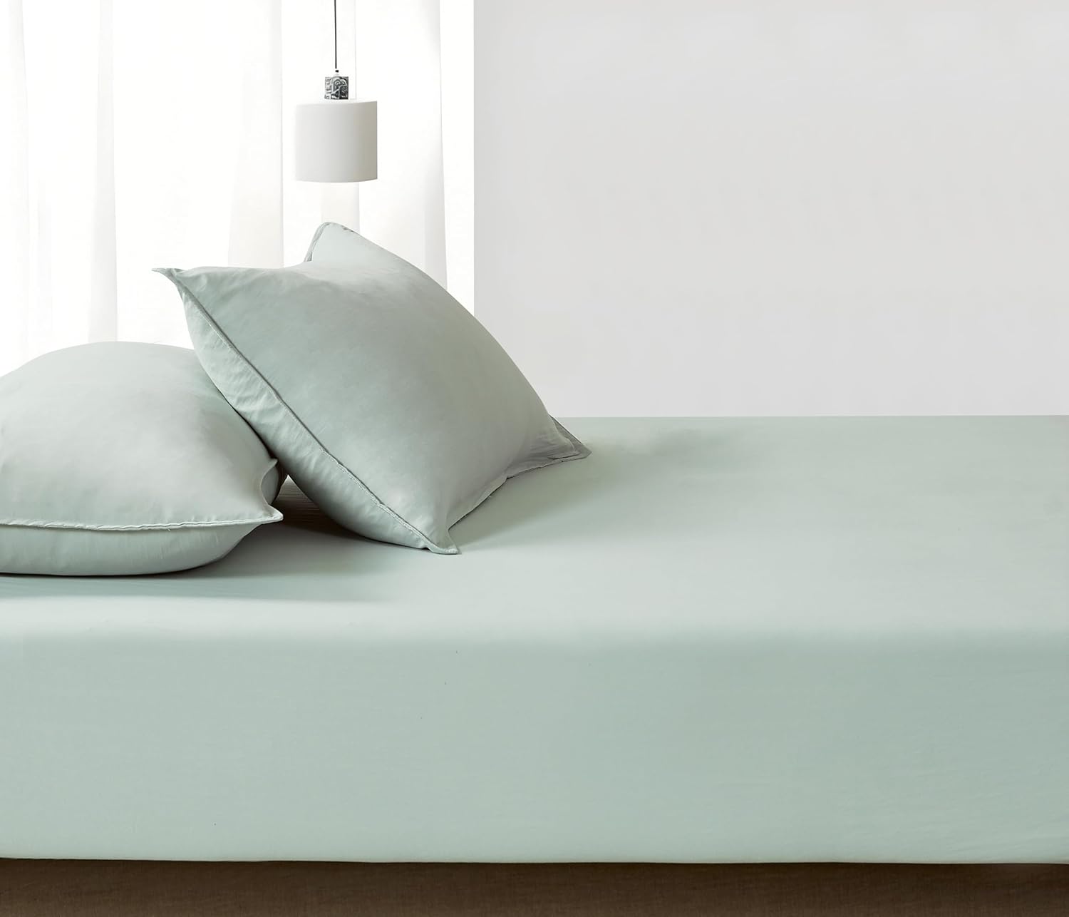 100% Vintage Washed Microfibre Fitted Sheet Set – Ultra Soft & Lightweight All-Season Fitted Sheet with 1 Pillowcase Sage, Single Size